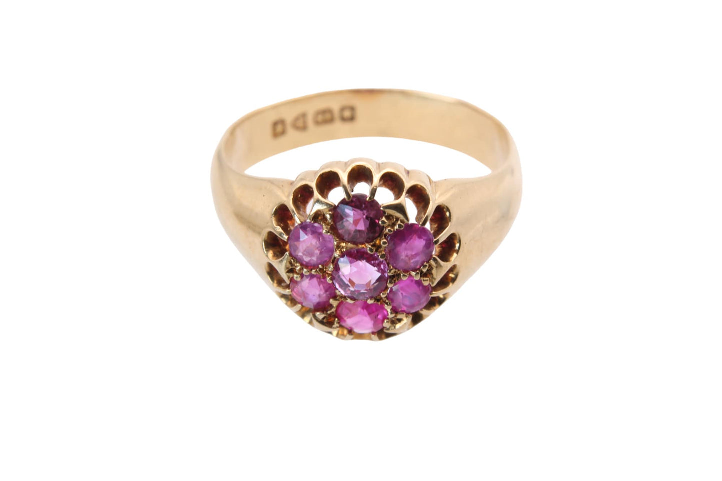 Antique 18ct Gold Ruby Cluster Ring, 9.5g, 1.2CTW