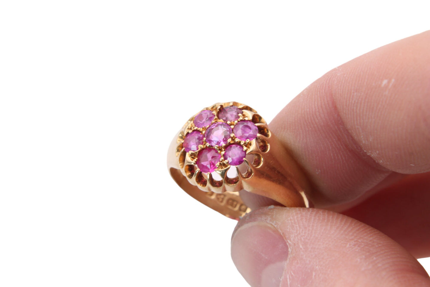 Antique-18ct-Gold-Ruby-Cluster-Ring,-9.5g,-1.2CTW