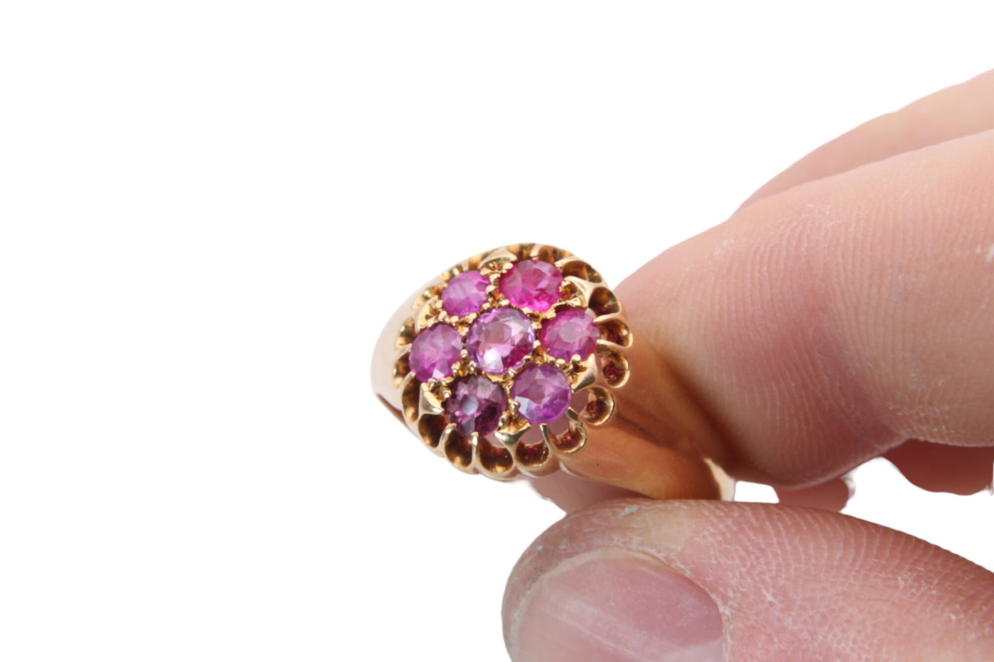 Antique 18ct Gold Ruby Cluster Ring, 9.5g, 1.2CTW