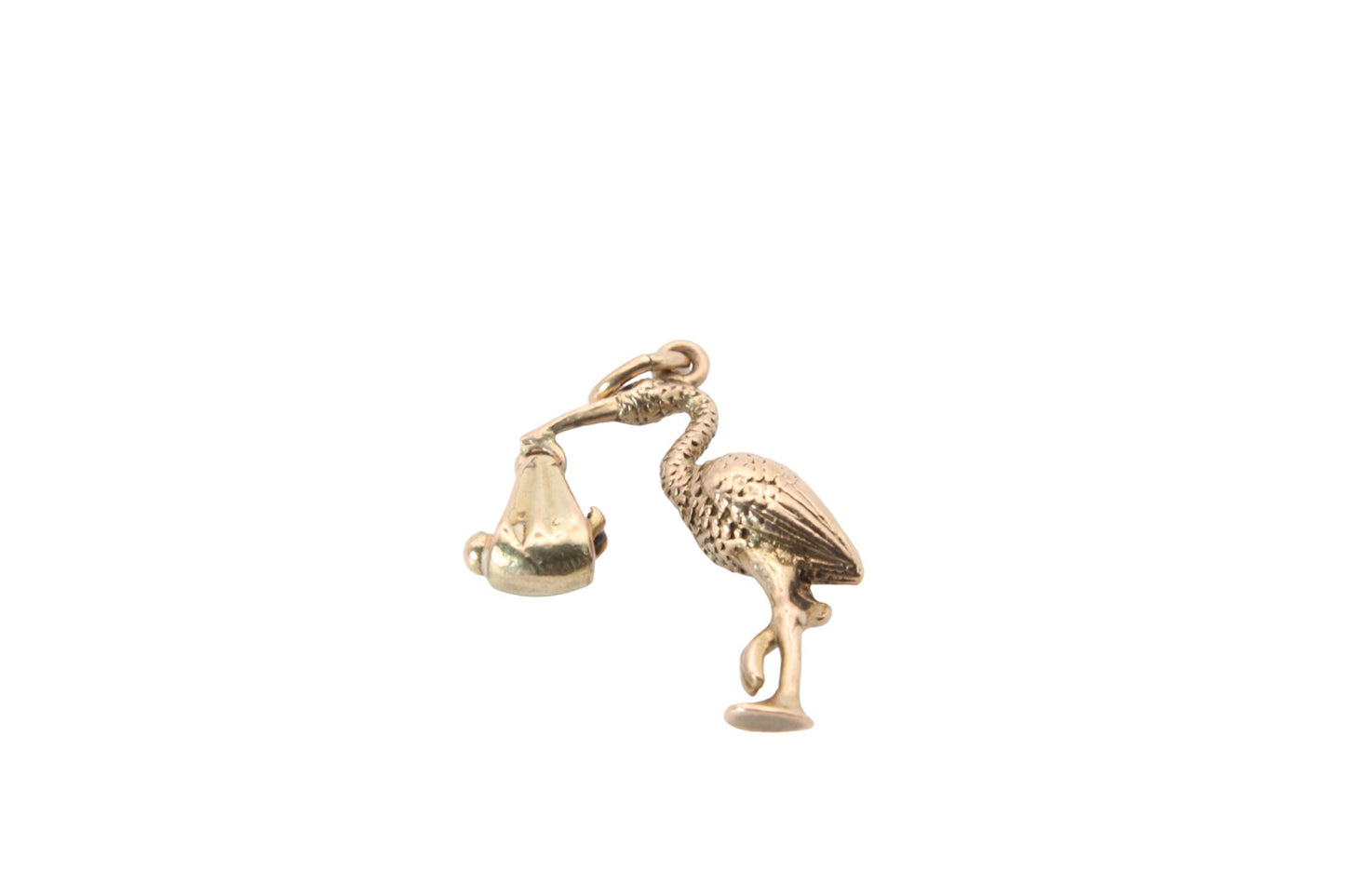 Vintage 9ct Gold Baby and Stork Charm/Pendant