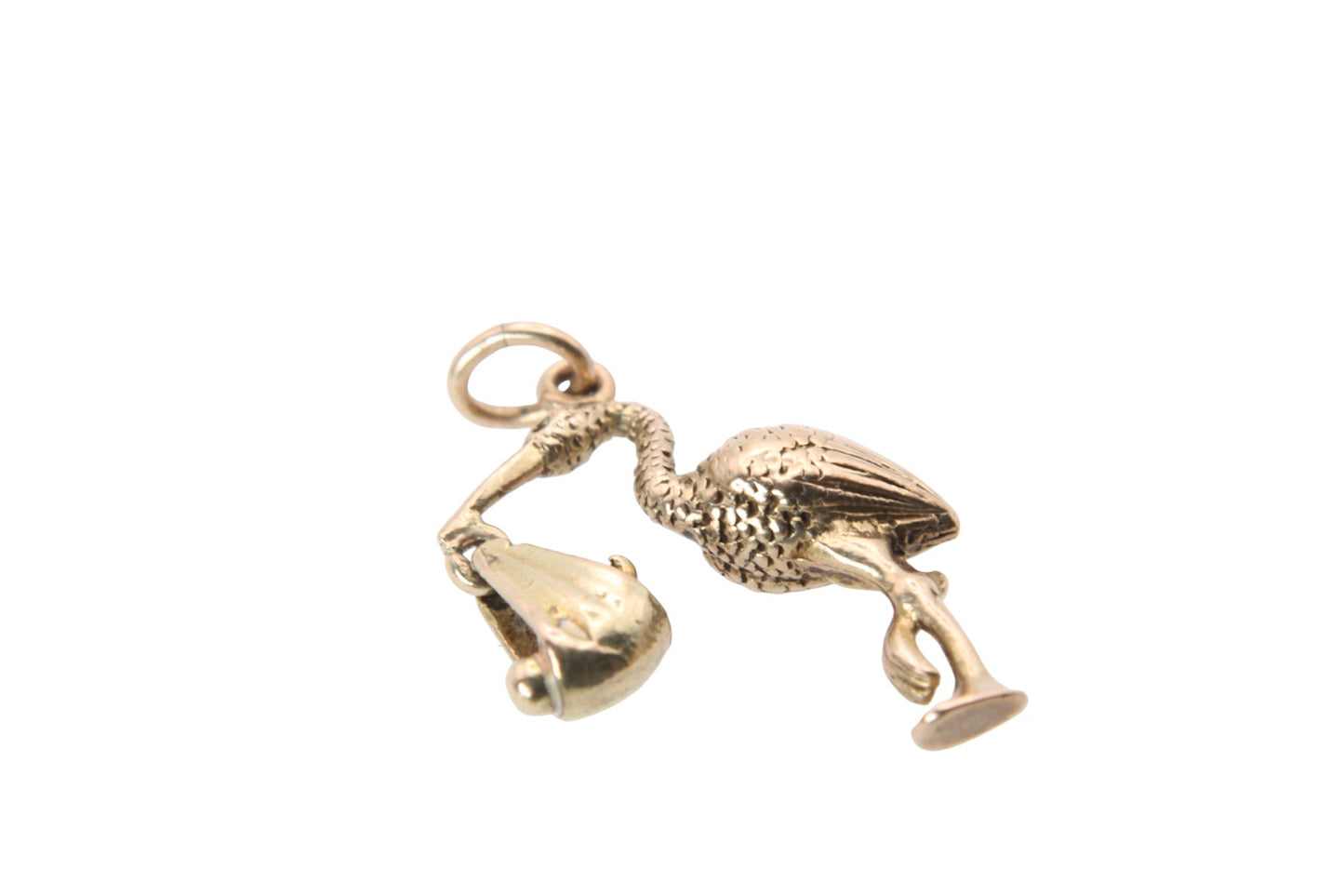 Vintage 9ct Gold Baby and Stork Charm/Pendant