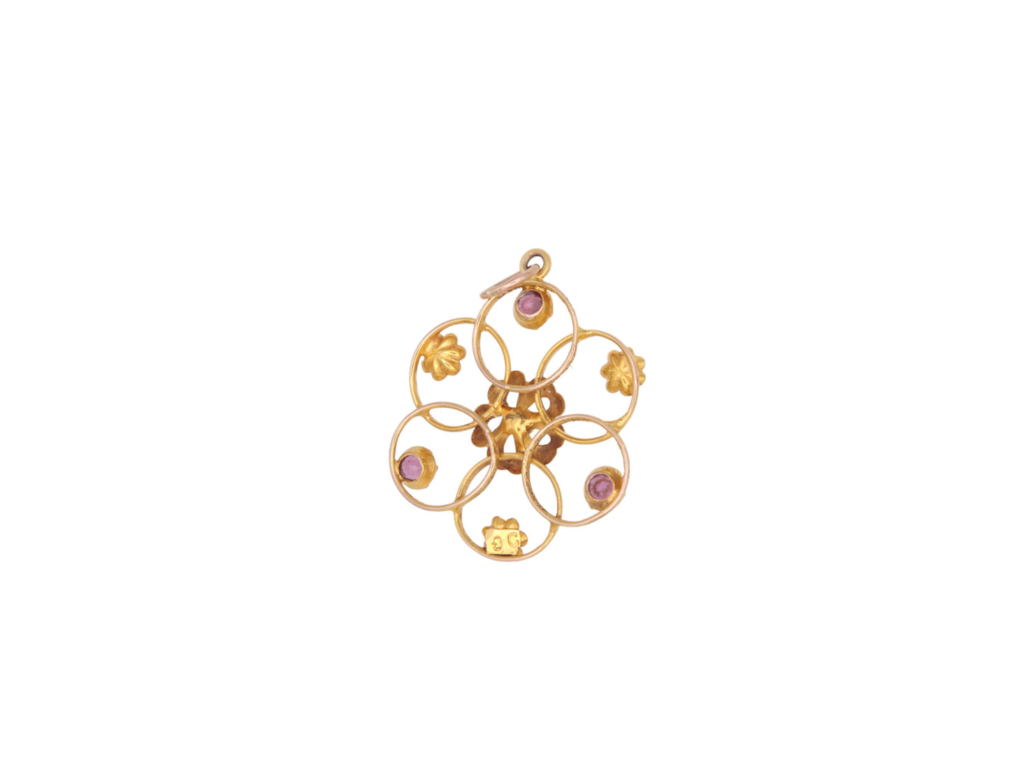 Antique Edwardian 9ct Gold Flower Pendant