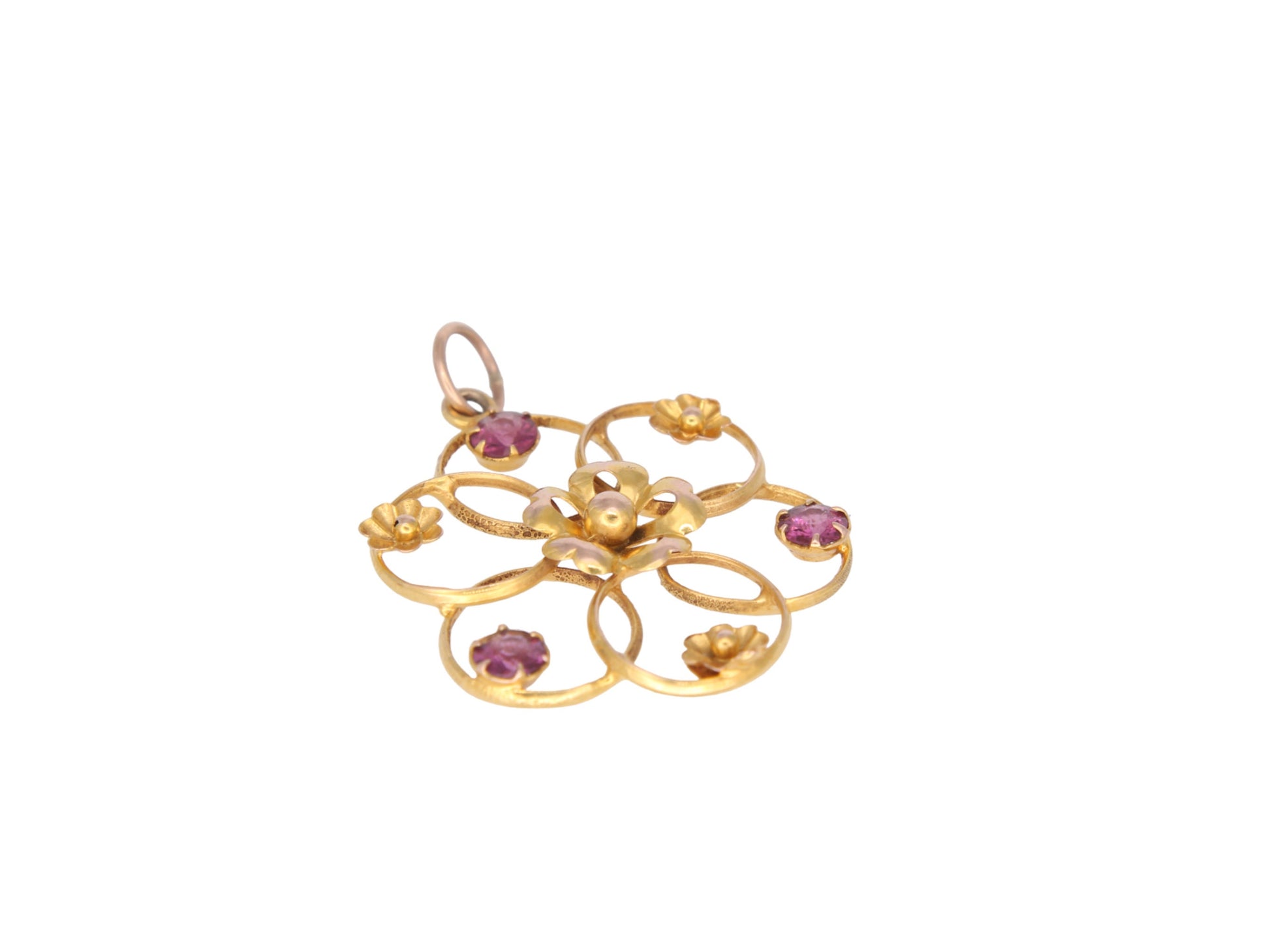 Antique-Edwardian-9ct-Gold-Flower-Pendant