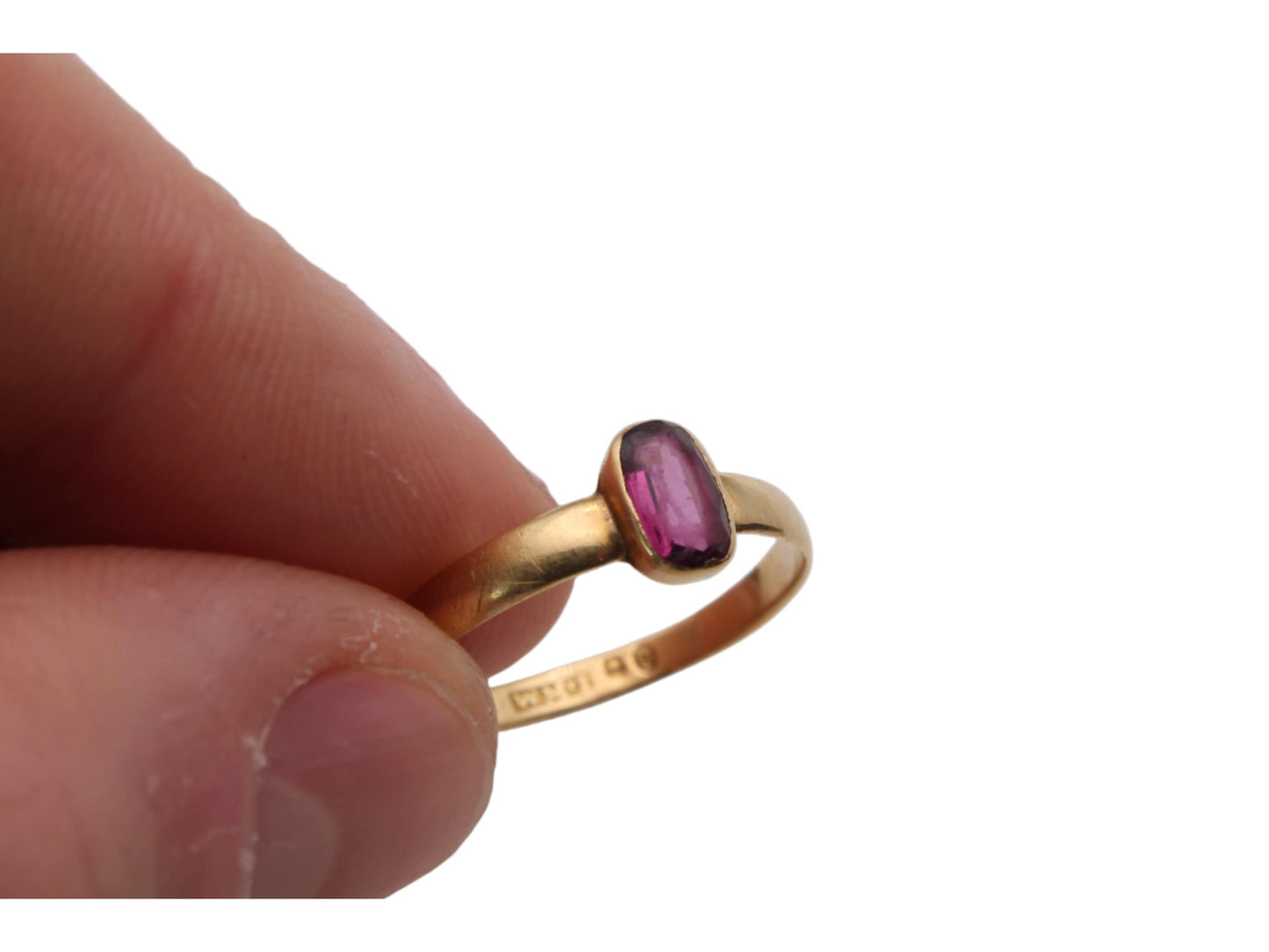 Antique Victorian Glaswegian 18ct Gold & Garnet Ring, 1866
