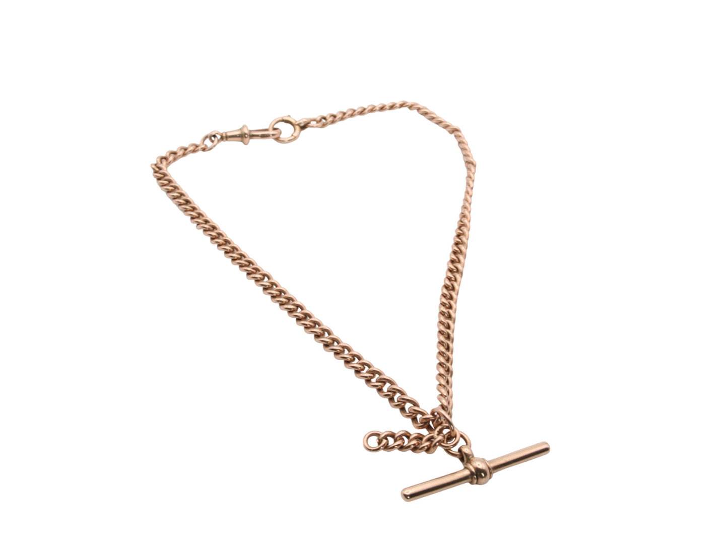 Antique 9ct Rose Gold Double Albert Necklace Watch Chain, 14"