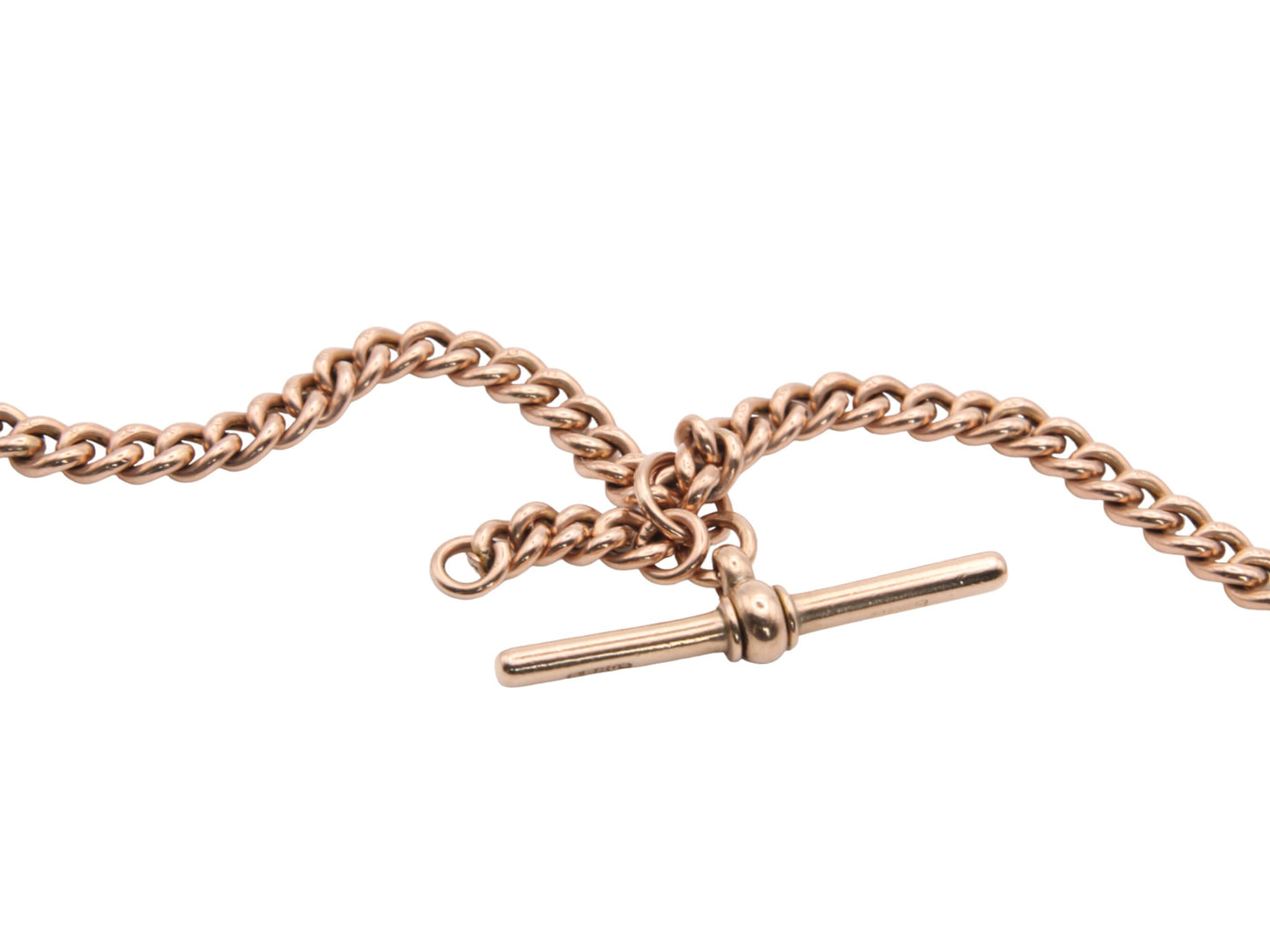 Antique 9ct Rose Gold Double Albert Necklace Watch Chain, 14"