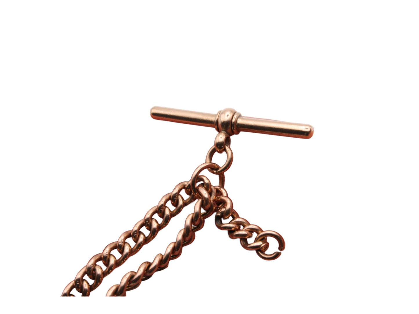 Antique 9ct Rose Gold Double Albert Necklace Watch Chain, 14"