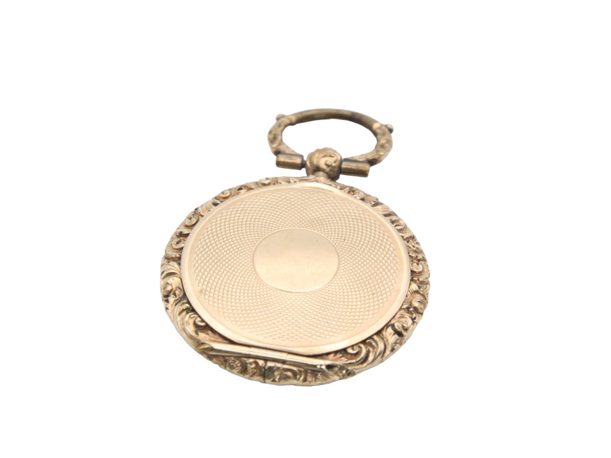 Antique 9ct Gold Chased Mourning Pendant Locket