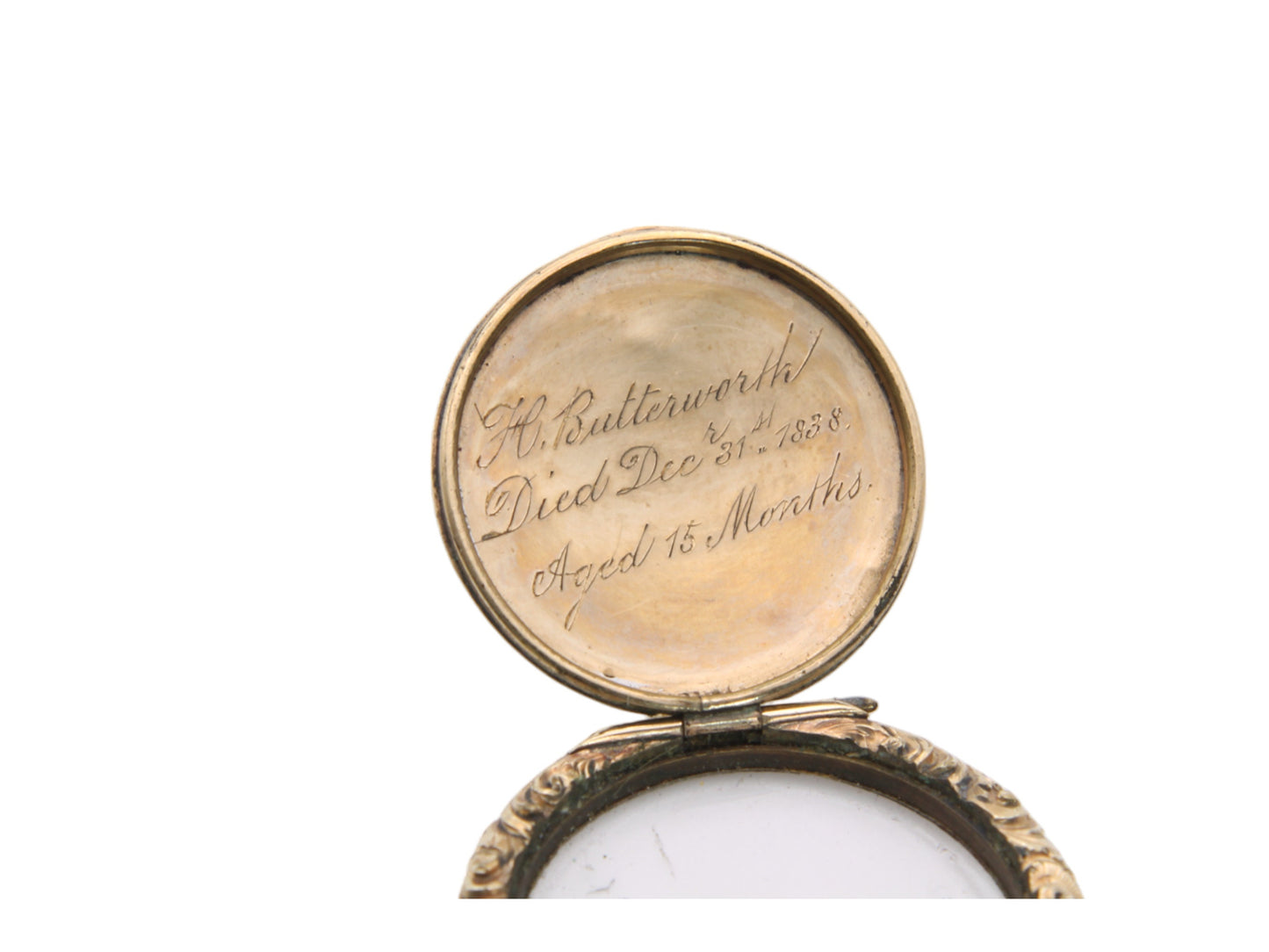 Antique 9ct Gold Chased Mourning Pendant Locket