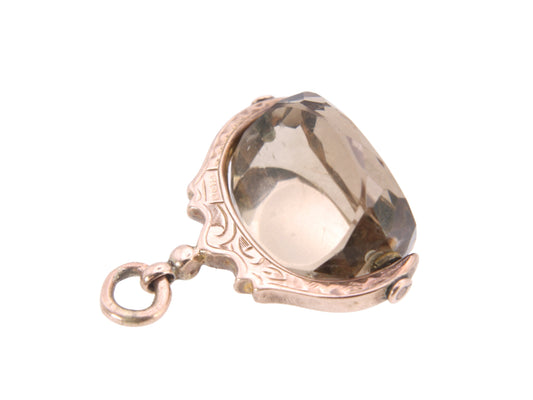 Antique Edwardian 9ct Gold Citrine Spinner Fob Pendant