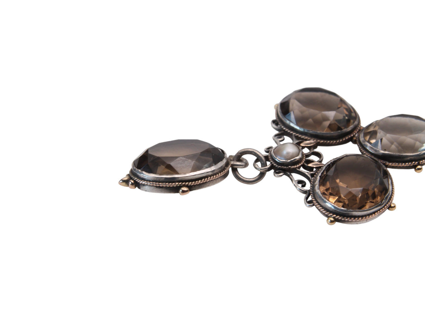 Antique Sterling Silver & Gold Bezel Set Citrine Pendant