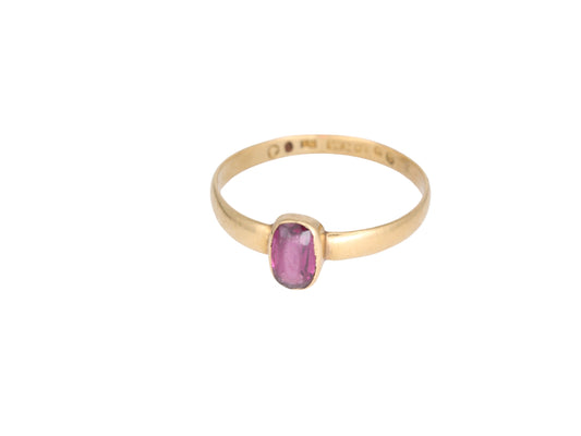 Antique Victorian Glaswegian 18ct Gold & Garnet Ring, 1866