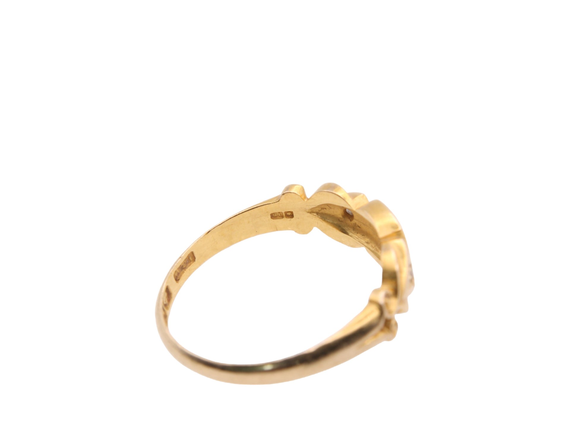 Antique-Victorian-18ct-Gold,-Diamond-&-Sapphire-Gypsy-Ring---1886