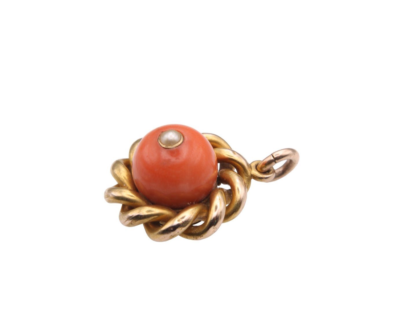Antique 15ct Gold & Coral Pendant With Hidden Locket
