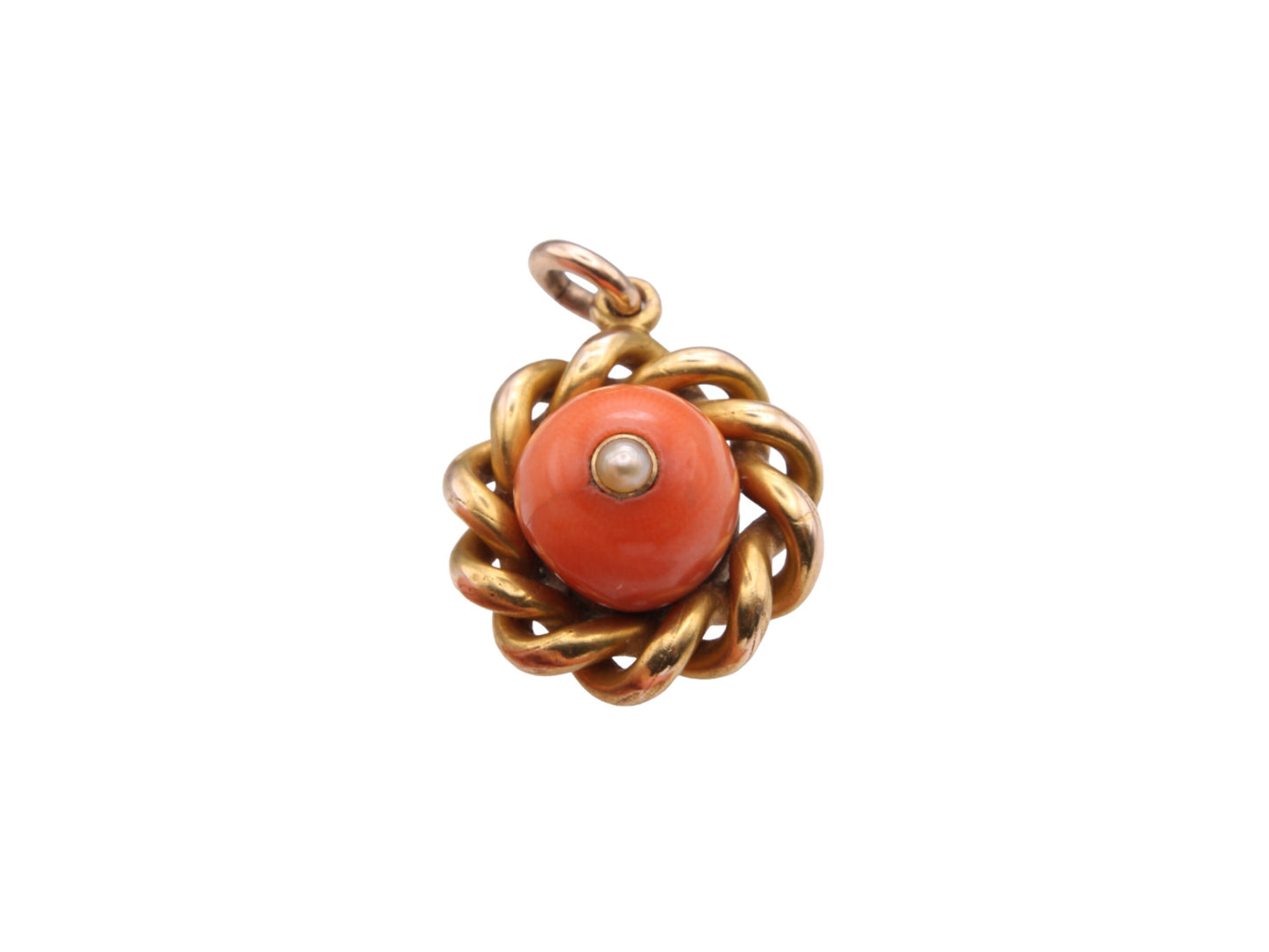 Antique 15ct Gold & Coral Pendant With Hidden Locket