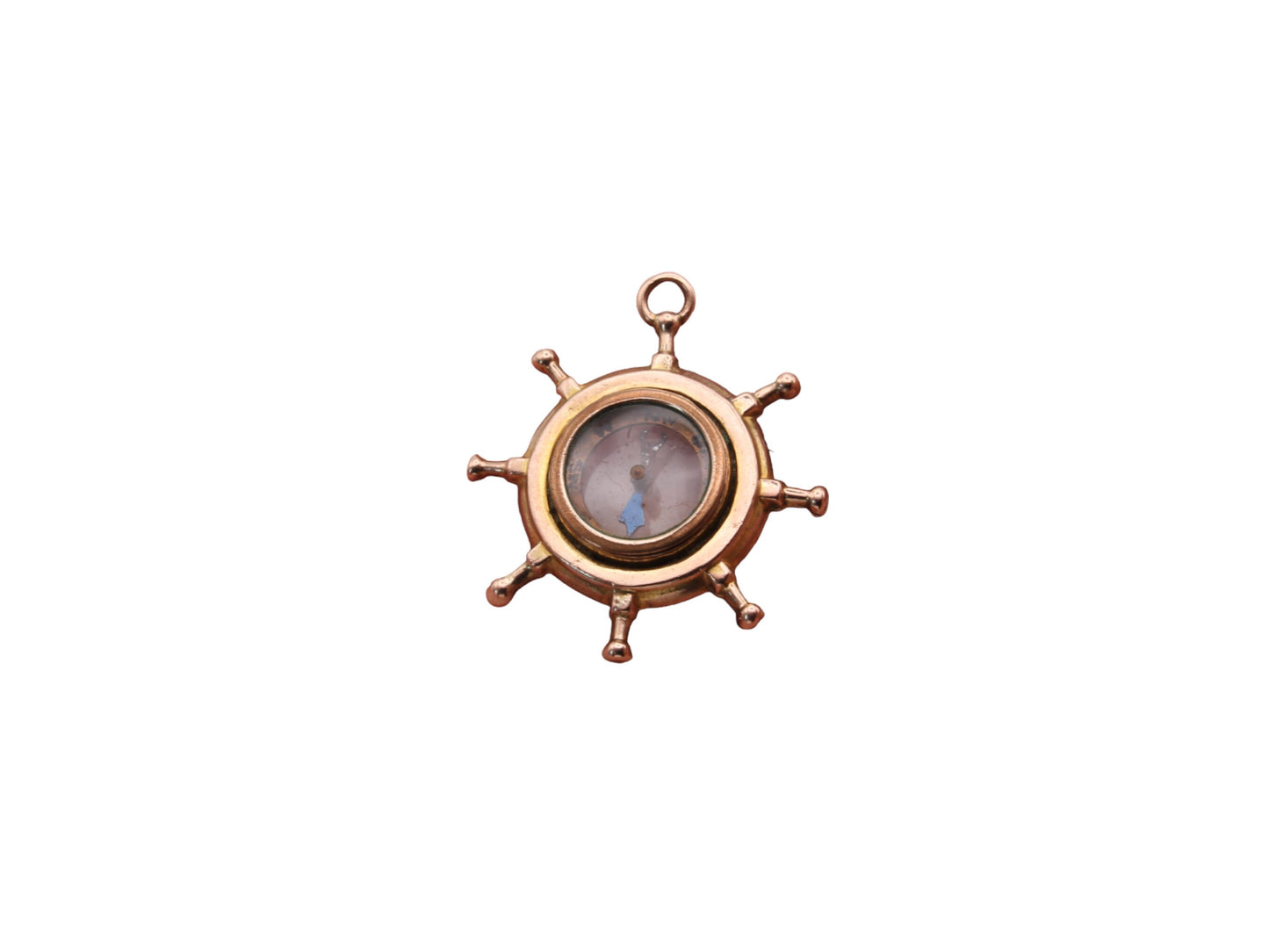 Antique-9ct-Gold-Ship-Wheel-Nautical-Compass-Pendant