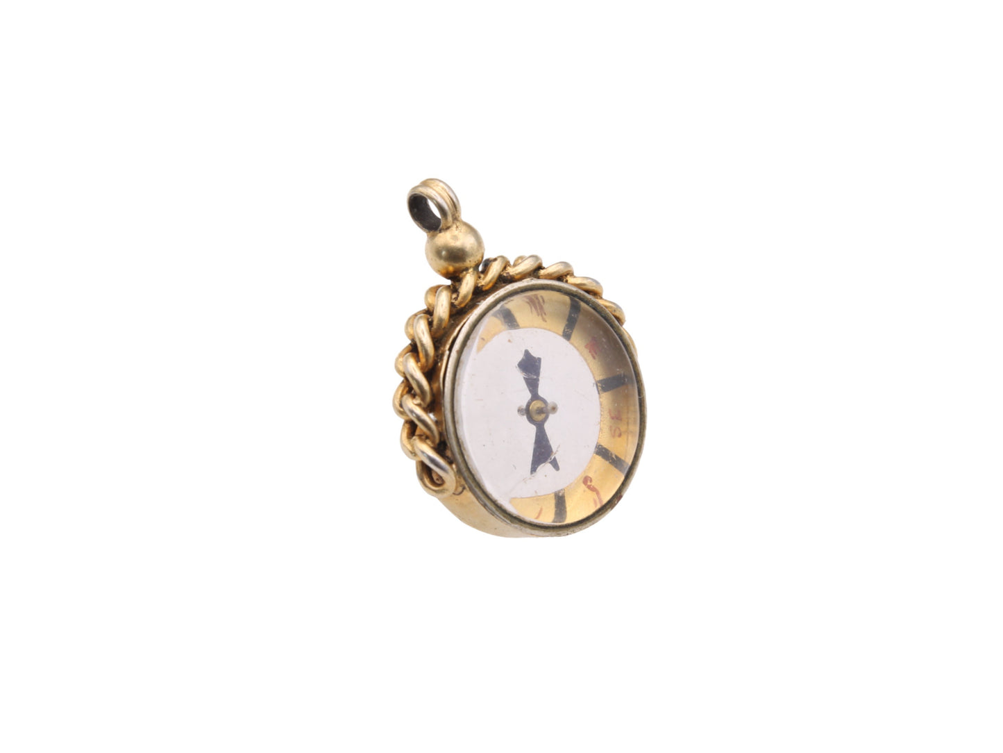 Antique Sterling Silver Guilt Compass Pendant Fob