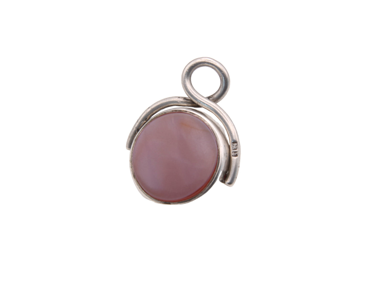 Antique Sterling Silver Lilac Agate & Bloodstone Spinner Pendant Fob, 1882