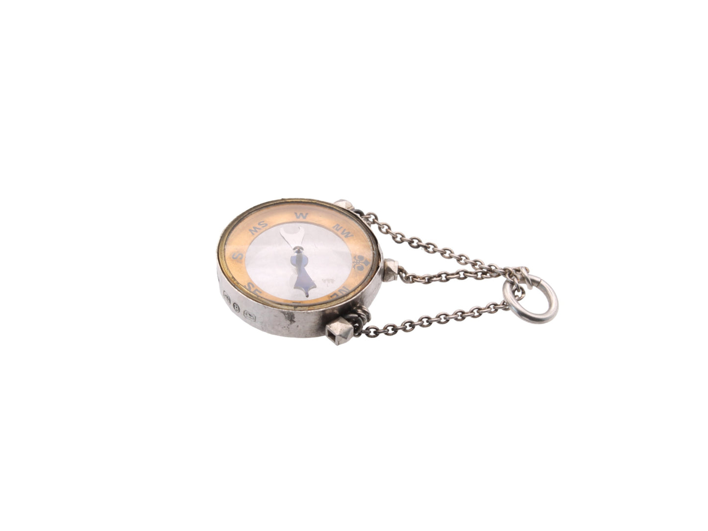 Antique Victorian Silver Compass Pendant, 1889