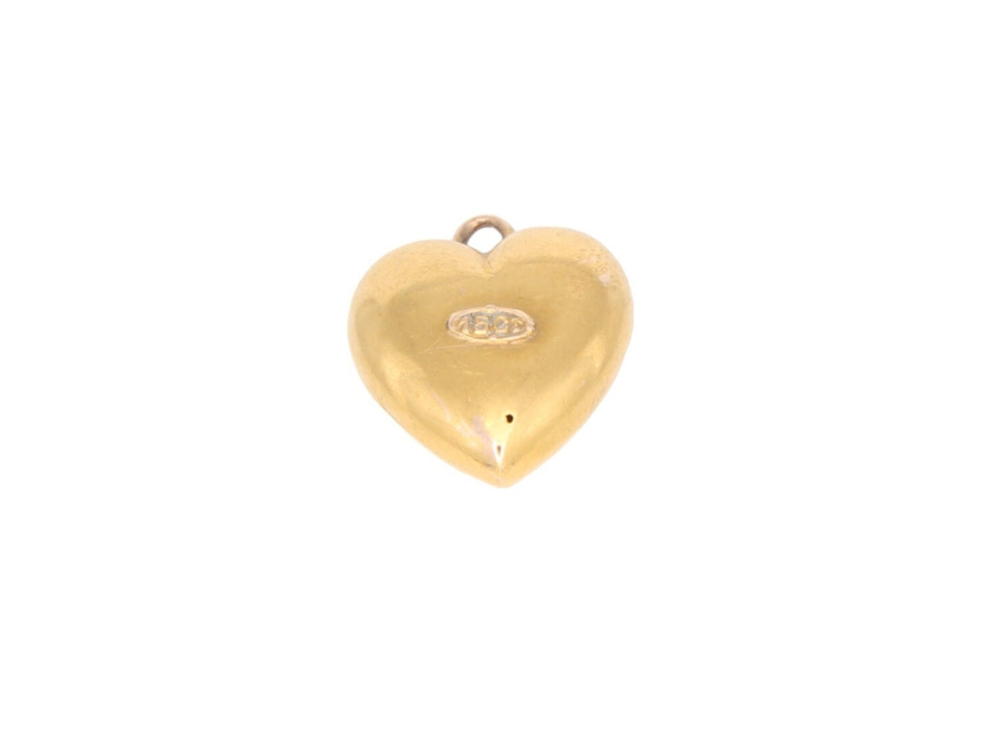 Antique 15ct Yellow Gold Diamond Puffy Heart Pendant