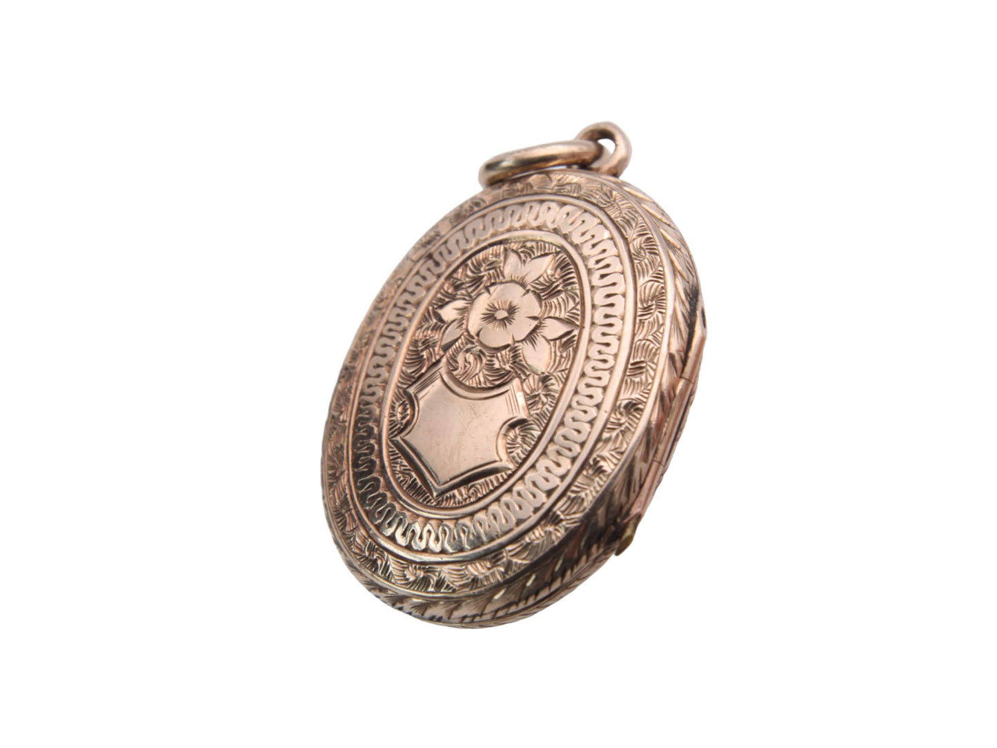 Antique 9ct Gold Back & Front Decorative Forget-me-not Locket