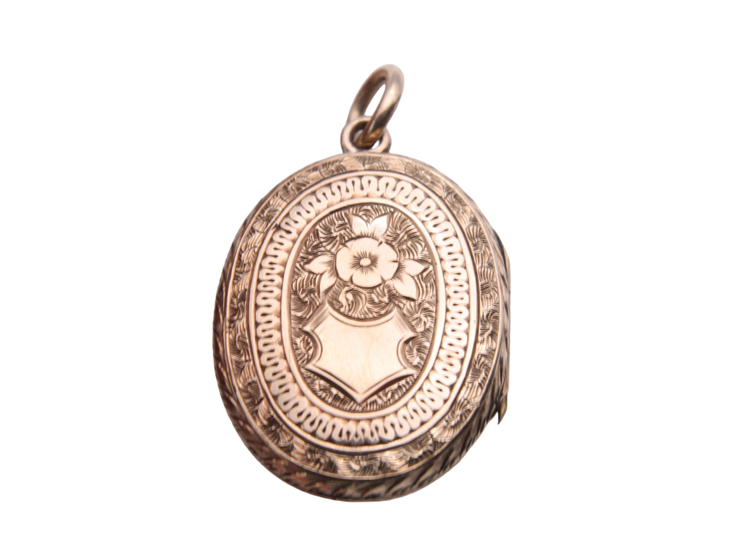 Antique 9ct Gold Back & Front Decorative Forget-me-not Locket