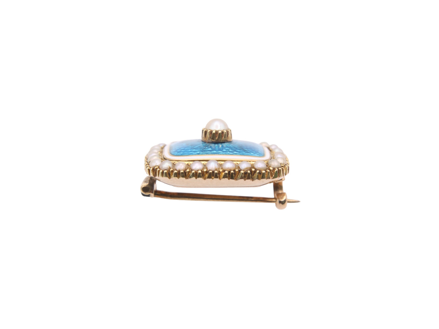 Antique 15ct Gold, Enamel Pearl Locket Brooch