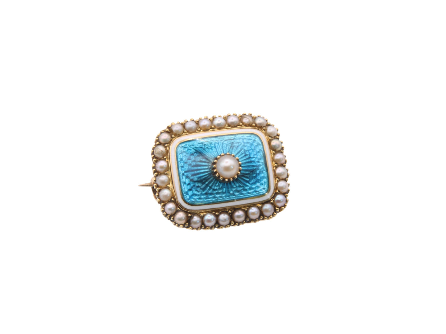 Antique 15ct Gold, Enamel Pearl Locket Brooch