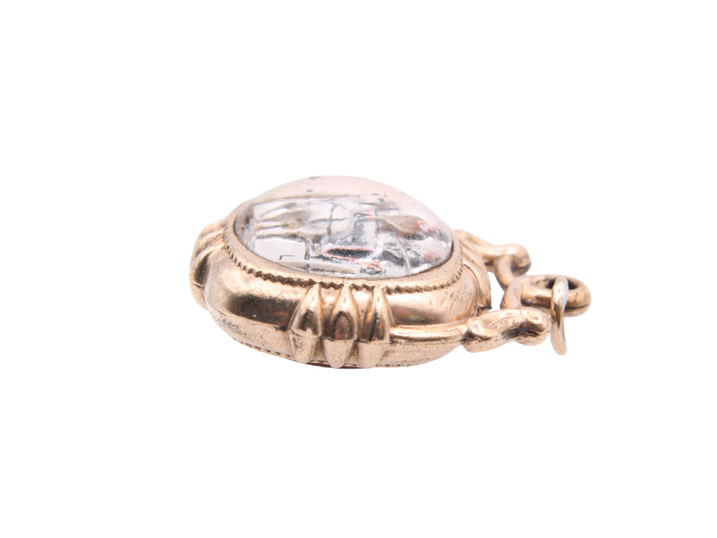 Antique-Rolled-Gold-Essex-Crystal-Stagecoach-Horse-Pendant