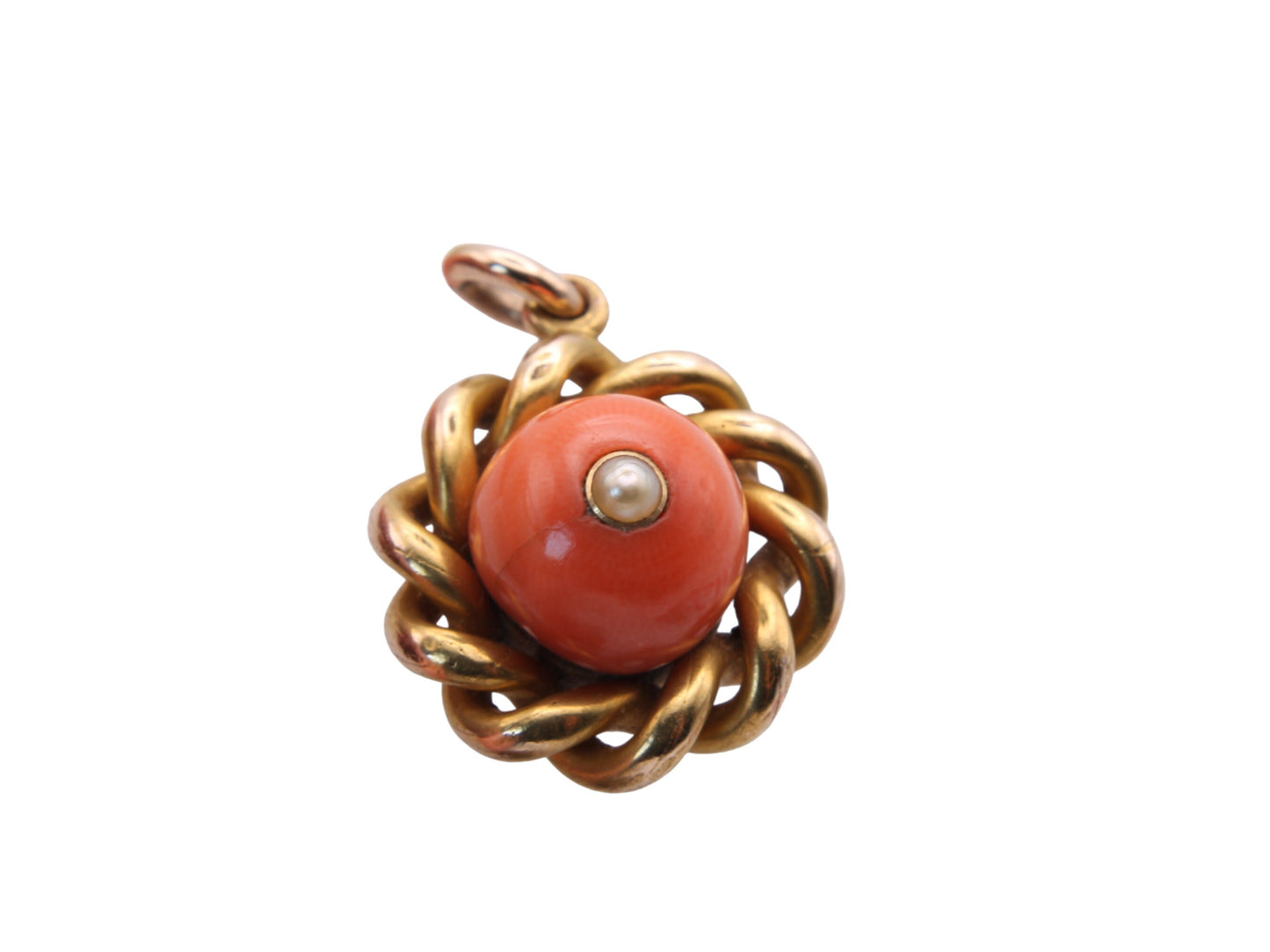 Antique 15ct Gold & Coral Pendant With Hidden Locket
