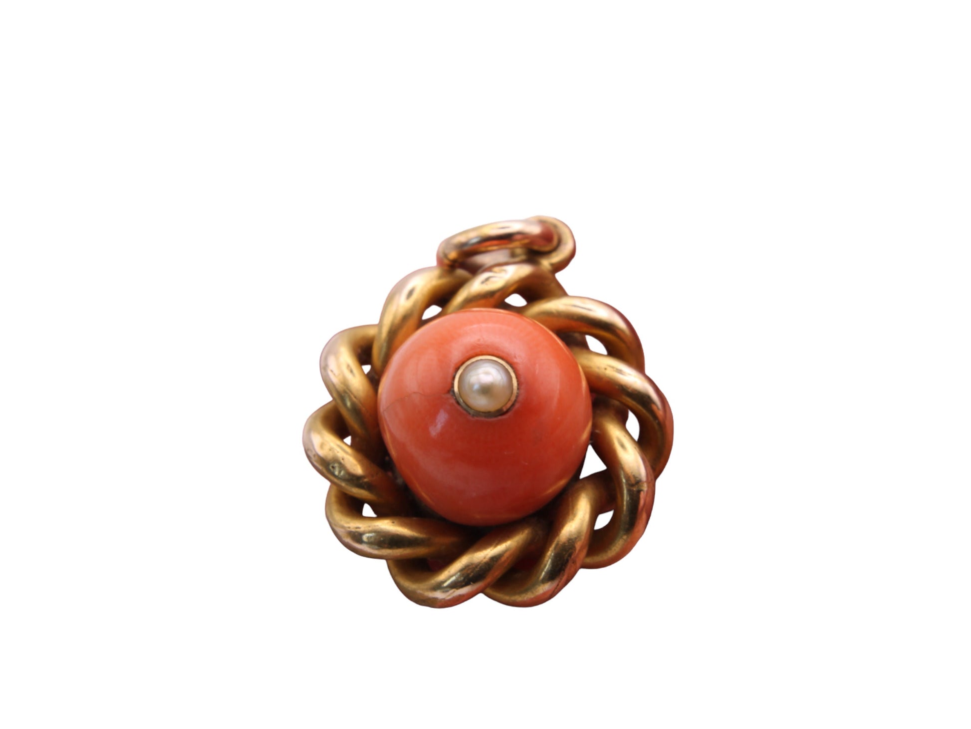 Antique-15ct-Gold-&-Coral-Pendant-With-Hidden-Locket