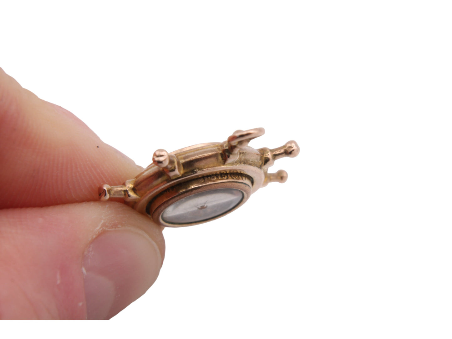 Antique 9ct Gold Ship Wheel Nautical Compass Pendant