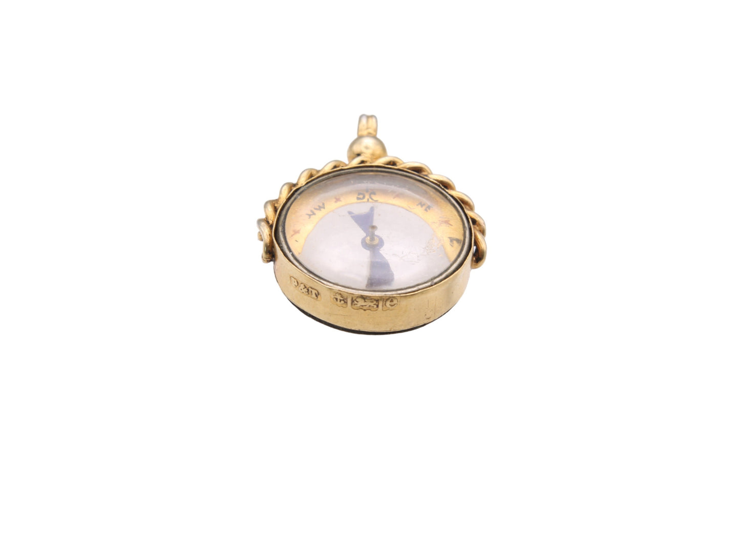 Antique-Sterling-Silver-Guilt-Compass-Pendant-Fob