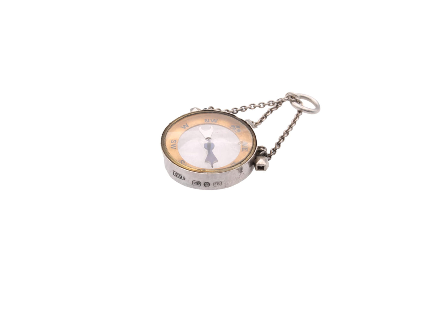 Antique Victorian Silver Compass Pendant, 1889