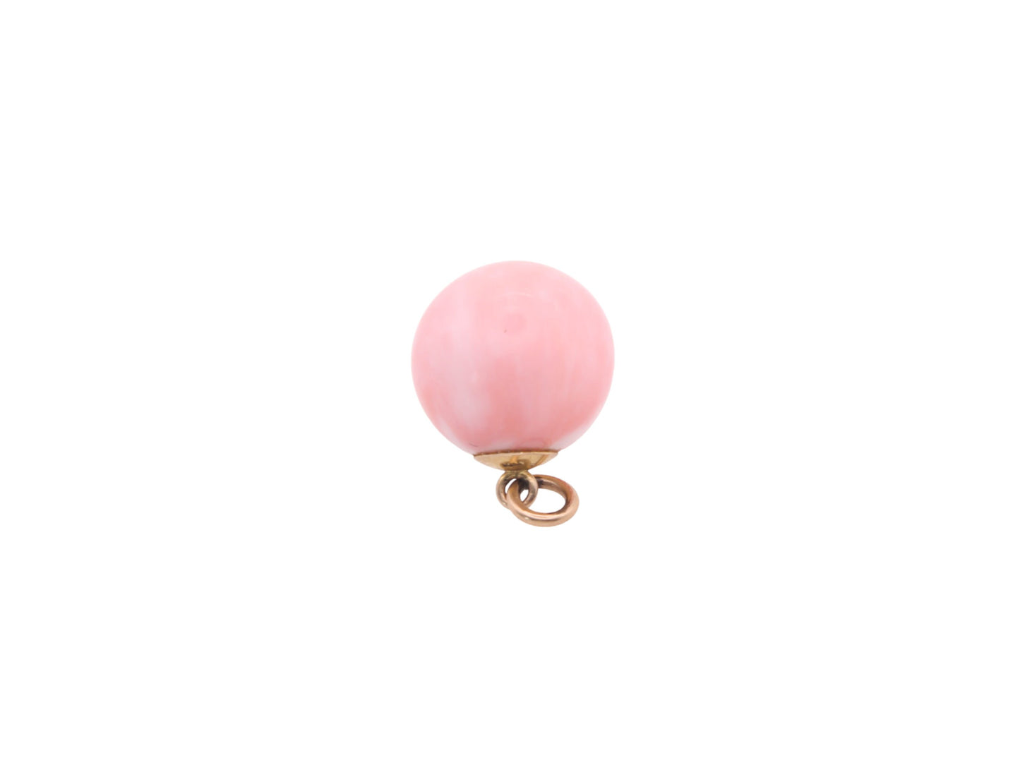 Art Deco 9ct Yellow Gold Pink Coral Sphere Pendant