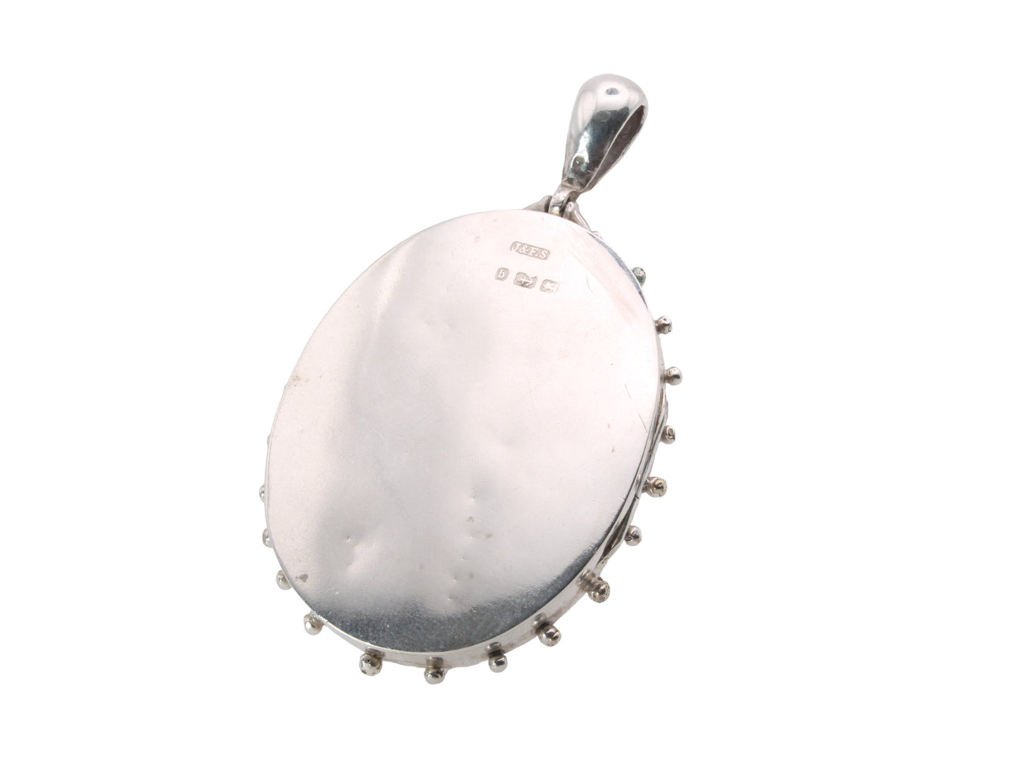 Antique Victorian Sterling Silver Locket: Rose & Green Gold Floral Detail, 1882