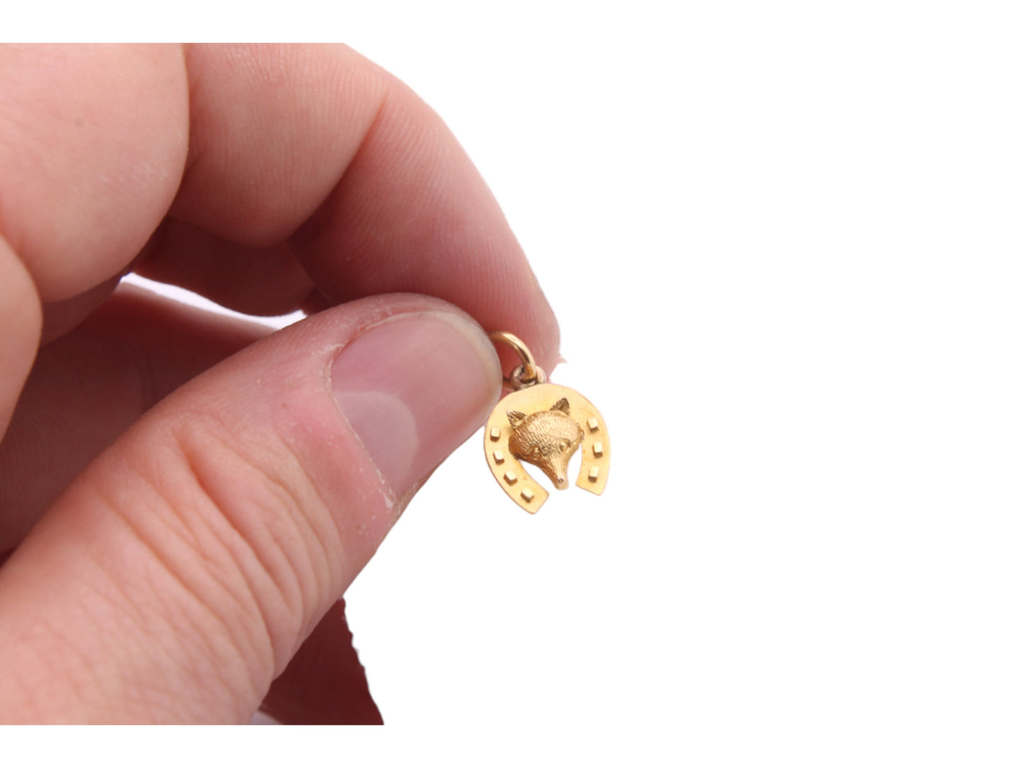 Antique 15ct Gold Fox & Horseshoe Pendant Charm