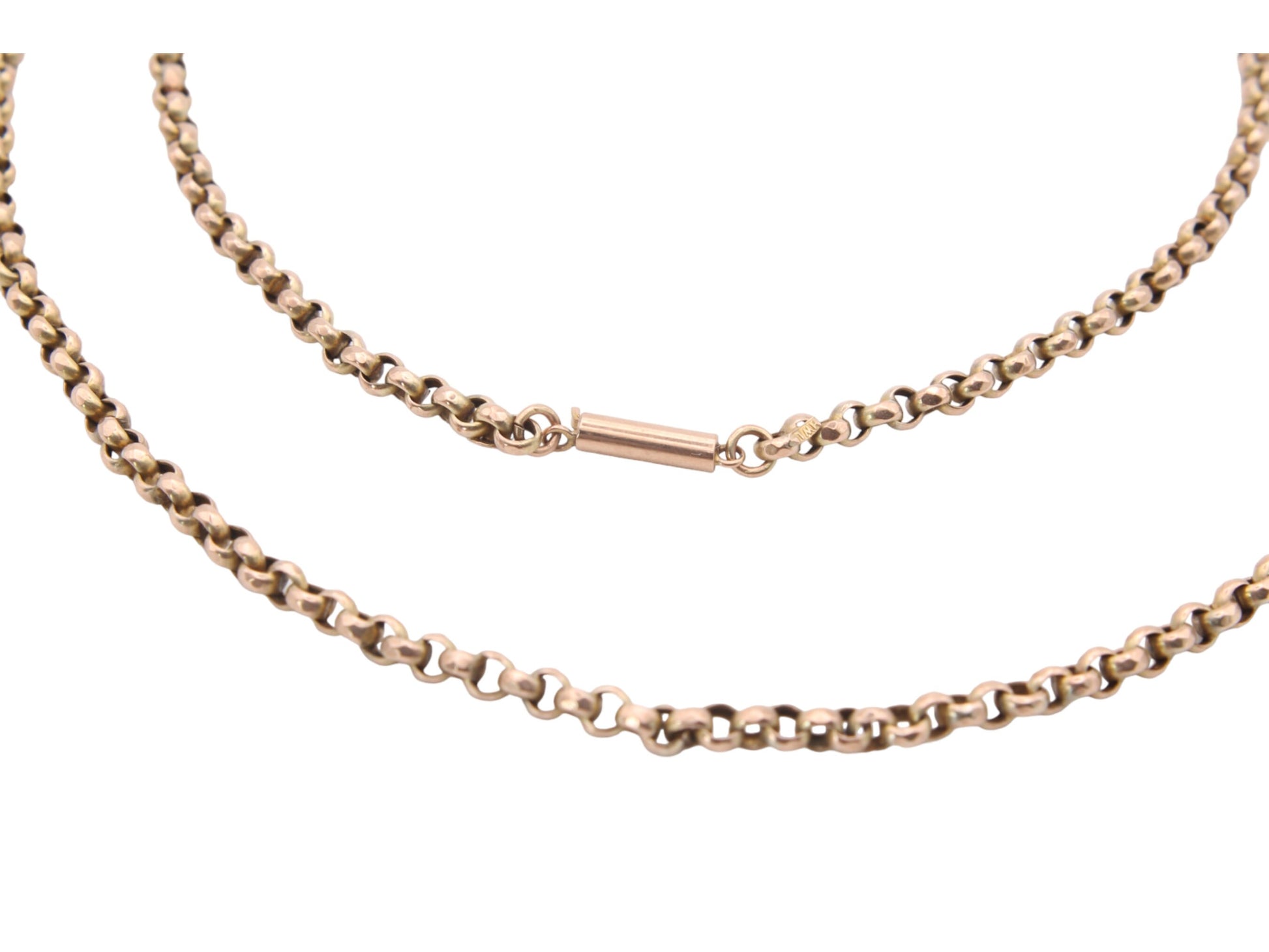 Antique-9ct-Gold-Faceted-Belcher-Link-Necklace,-18.5"