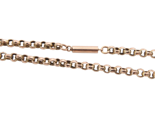Antique 9ct Gold Faceted Belcher Link Necklace, 18.5"