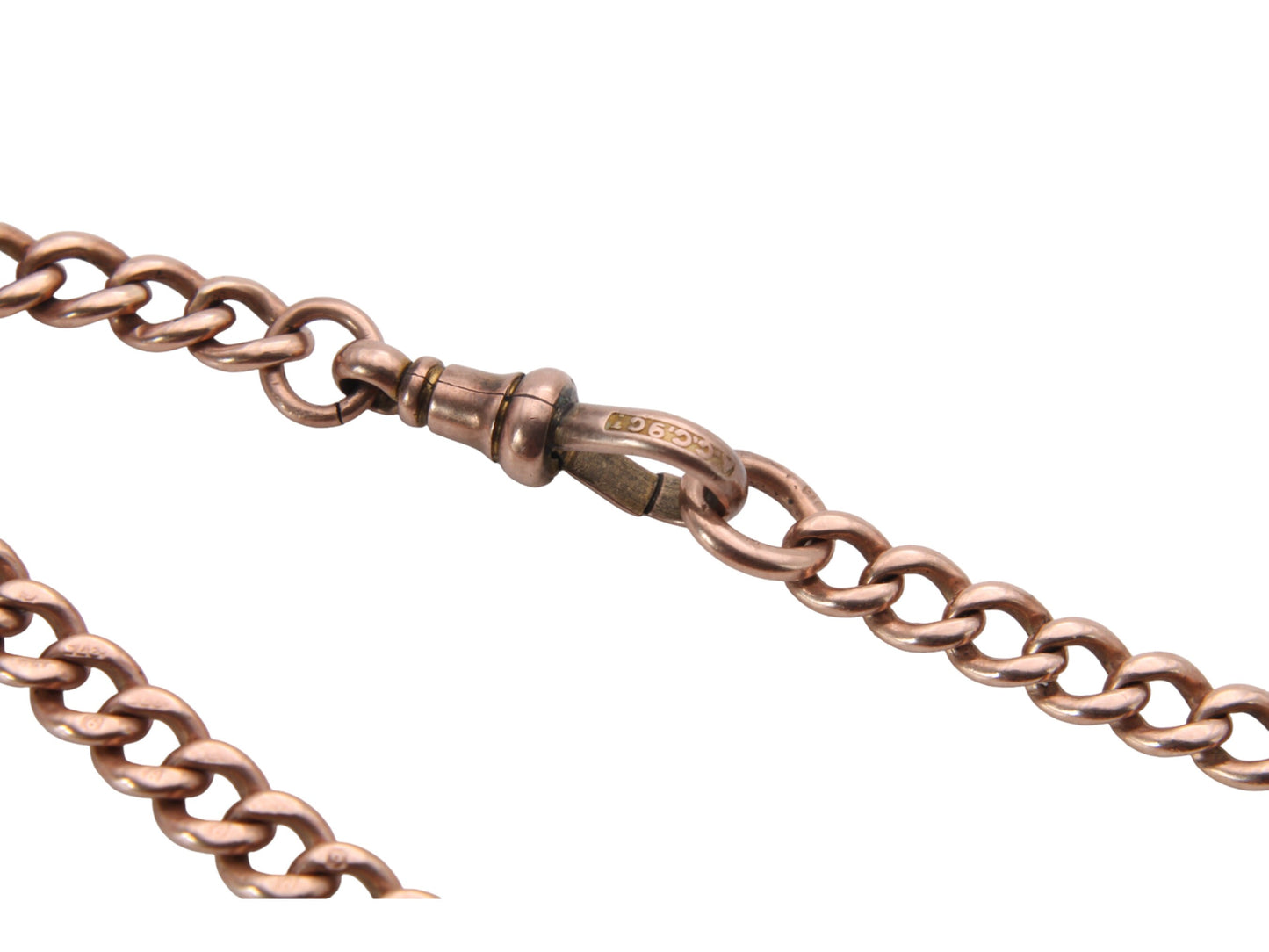 Antique 9ct Gold Curb Link Bracelet & Dog Clip