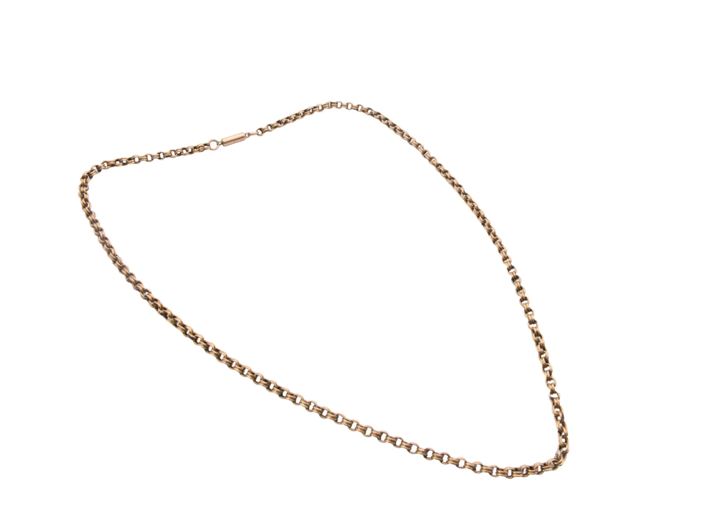 Antique 9ct Gold Rolo Ribbed Belcher Necklace, 17"