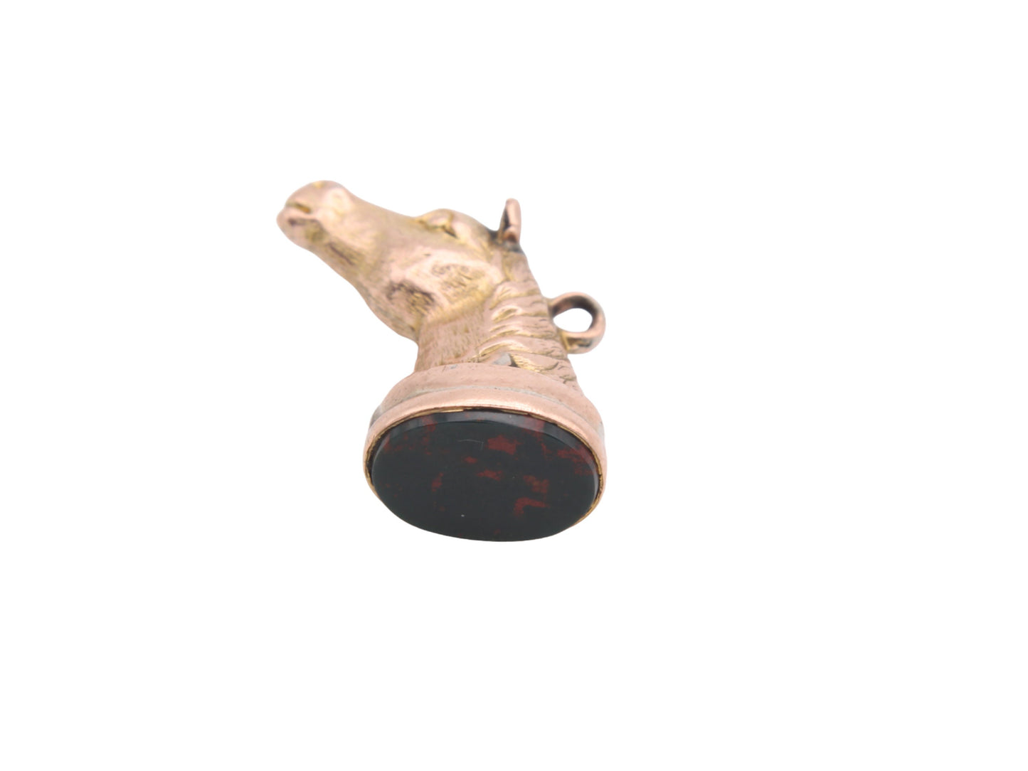 Antique 9ct Gold Horse Head Bloodstone Pendant Fob