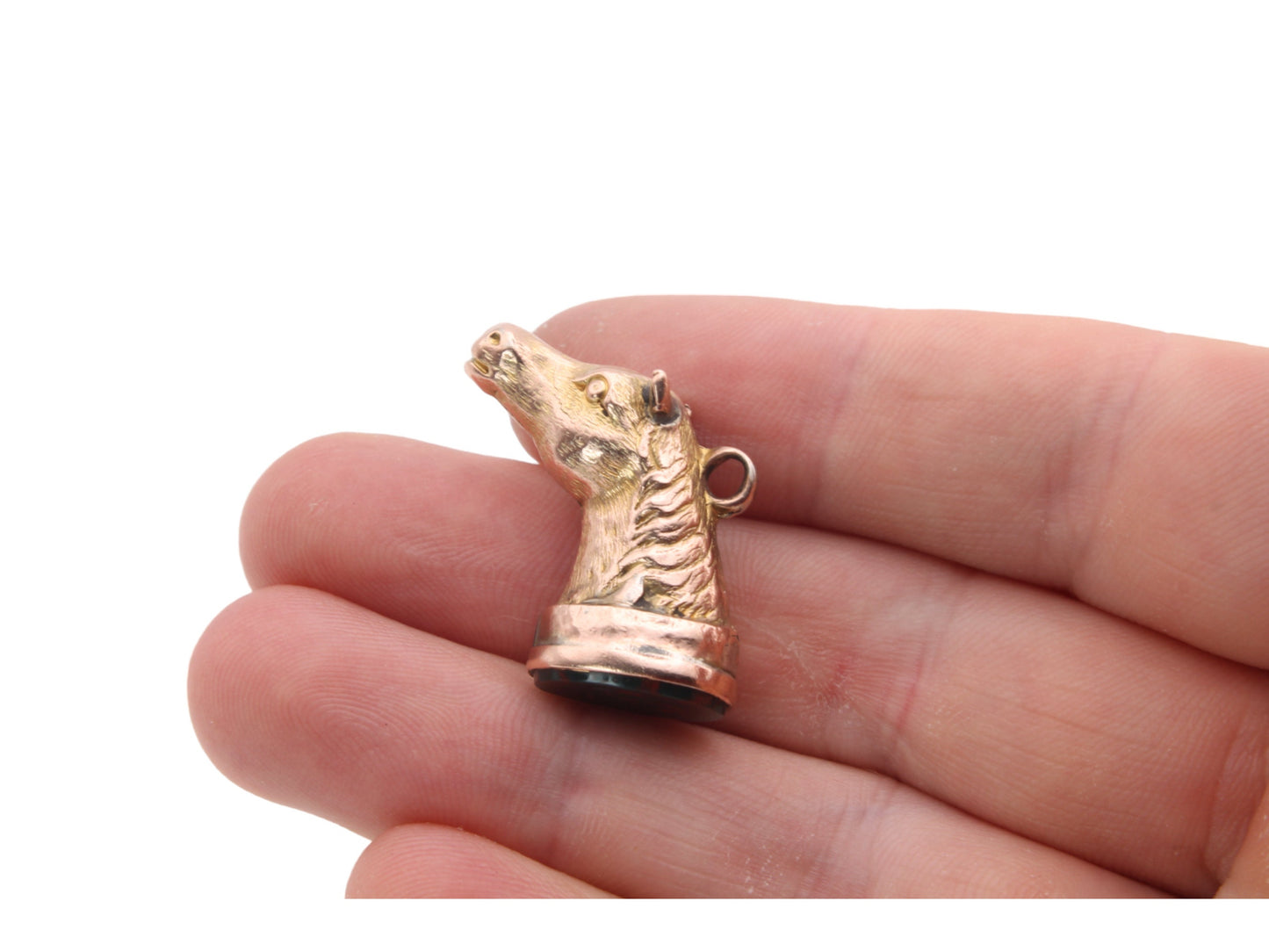 Antique 9ct Gold Horse Head Bloodstone Pendant Fob