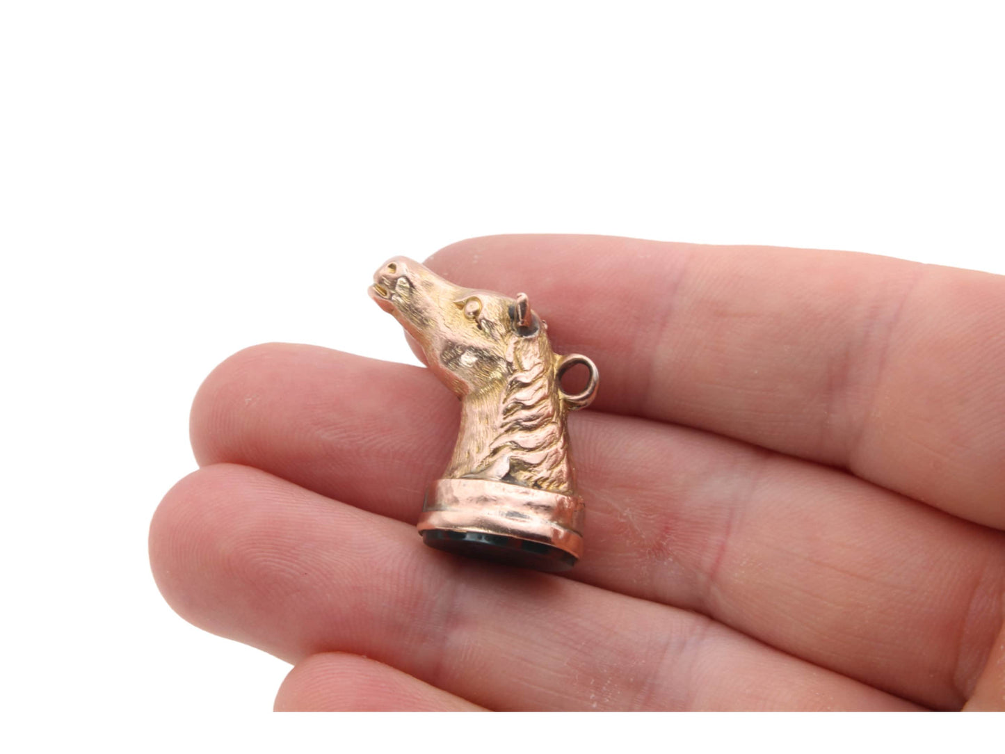 Antique 9ct Gold Horse Head Bloodstone Pendant Fob