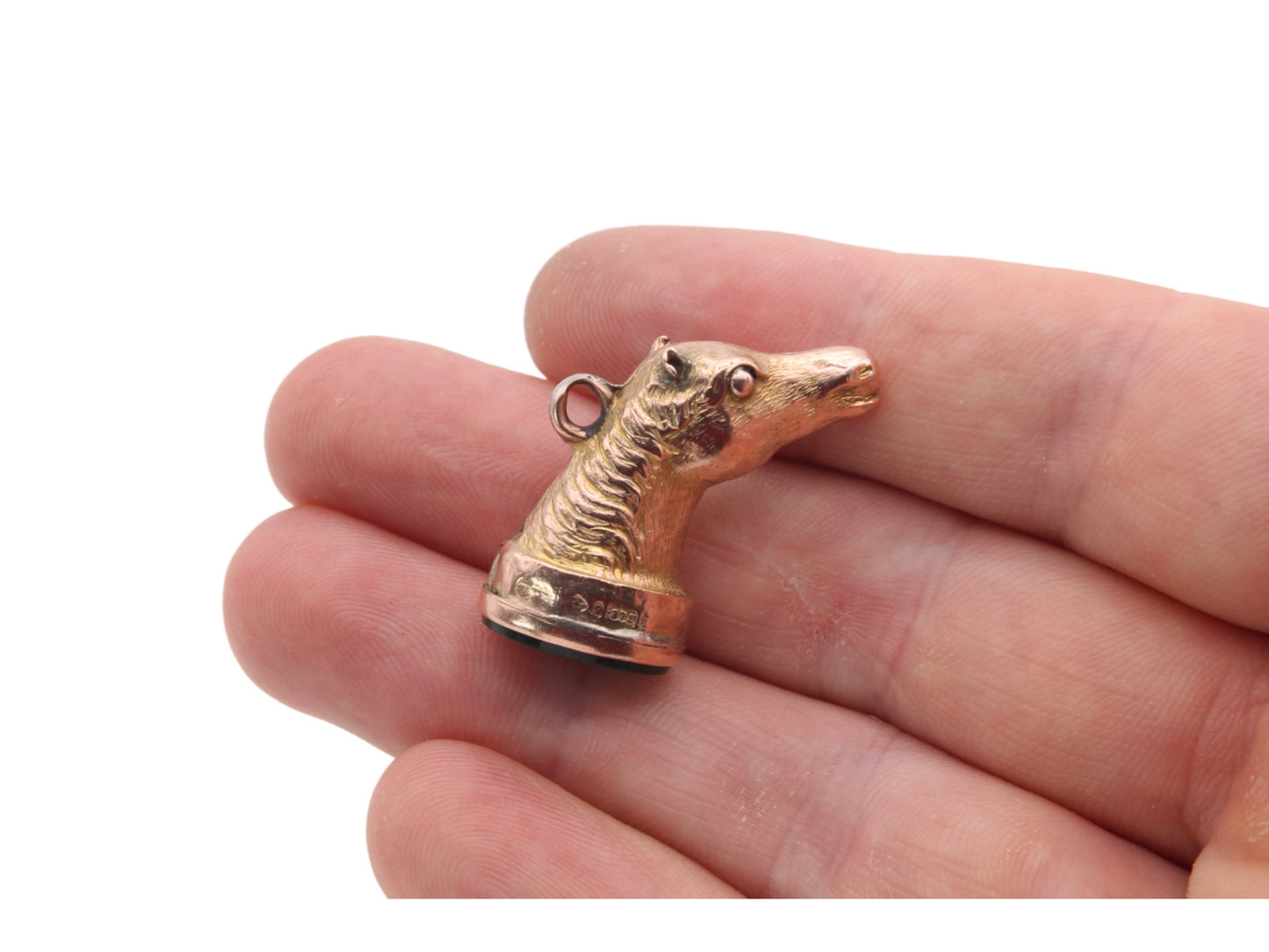 Antique 9ct Gold Horse Head Bloodstone Pendant Fob