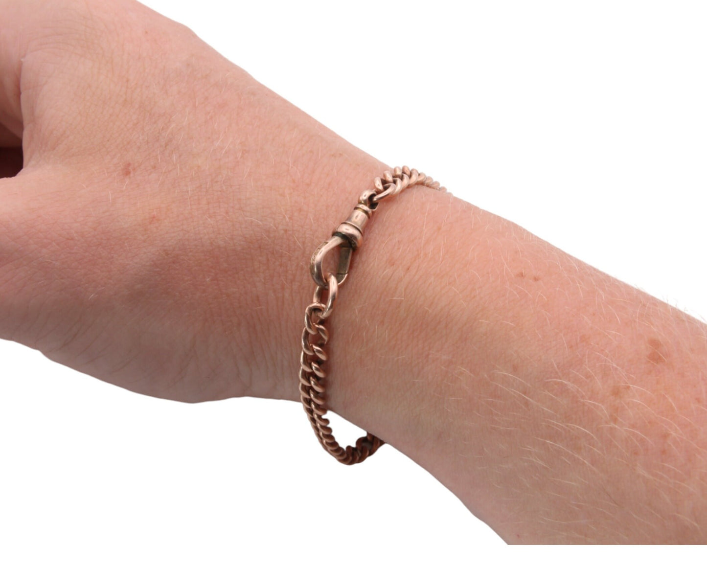 Antique 9ct Gold Curb Link Bracelet & Dog Clip