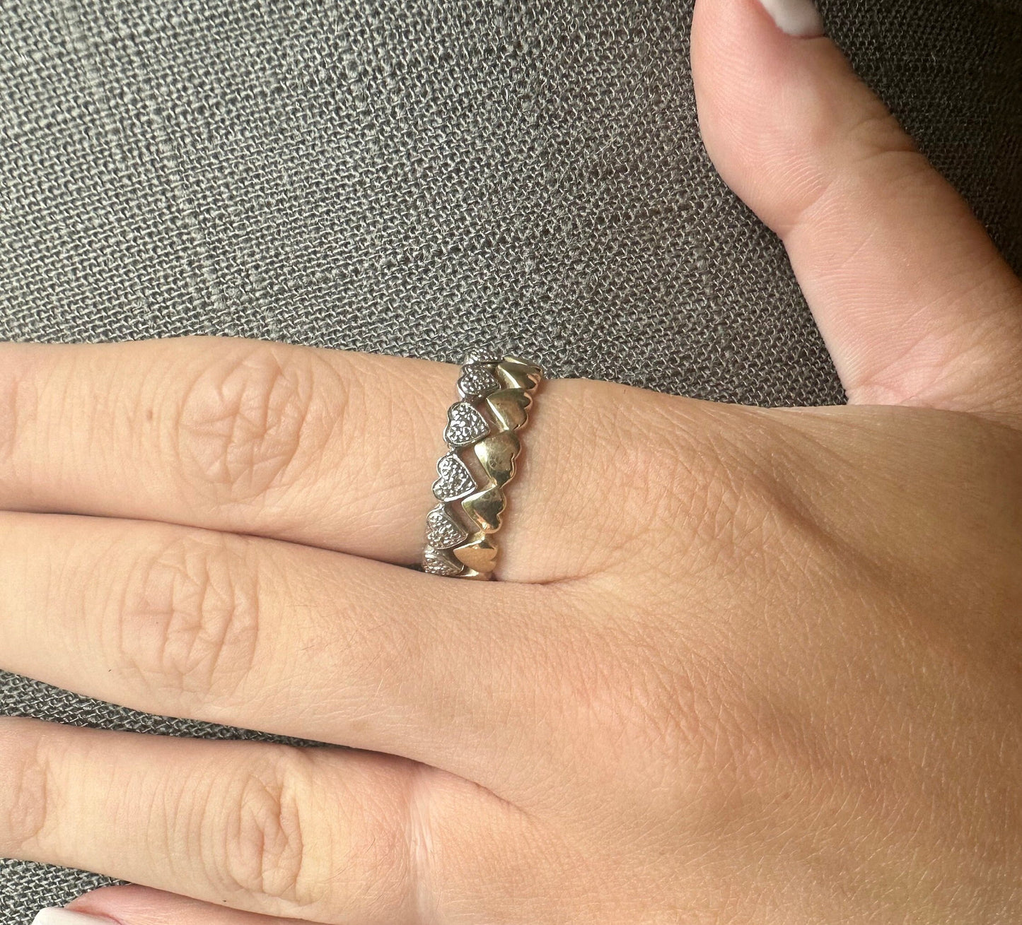 Vintage 9ct Gold Interlocking Heart Rings