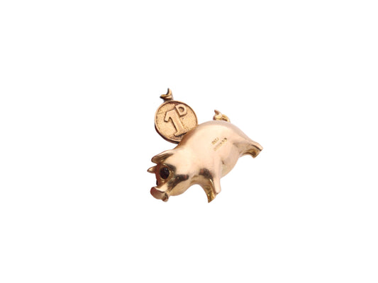 Vintage 9ct Gold Piggy Bank Charm, 4.4 grams