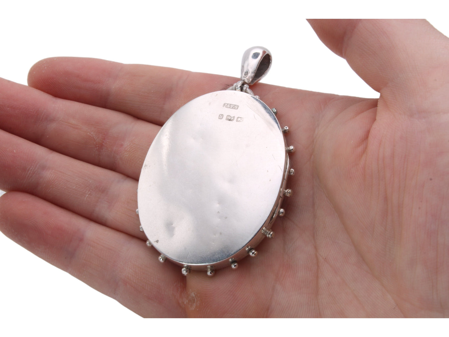 Antique Victorian Sterling Silver Locket: Rose & Green Gold Floral Detail, 1882