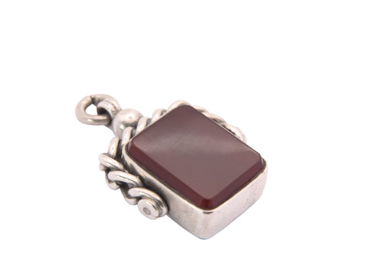 Antique Silver Bloodstone & Carnelian Spinner Pendant Fob